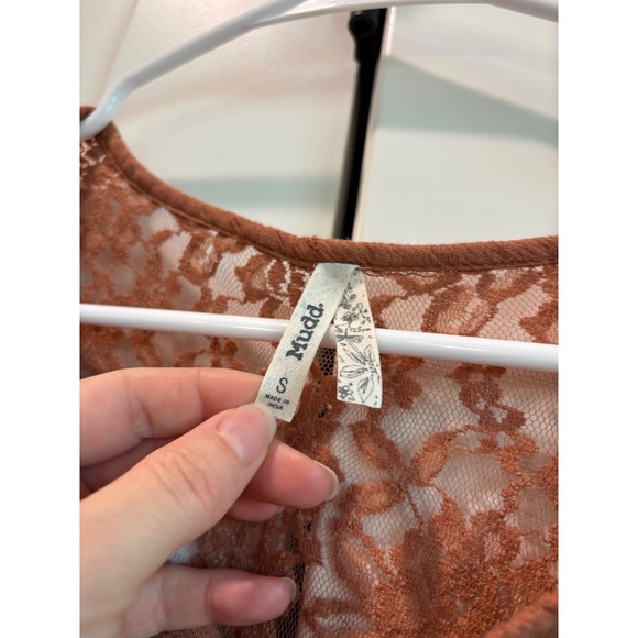 Mudd Lace Trim Tunic Top Boho Peasant Blouse - Picture 2 of 4